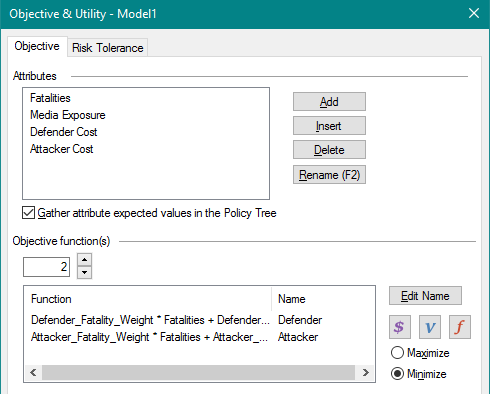 Two Objective Functions Defined in DPL9