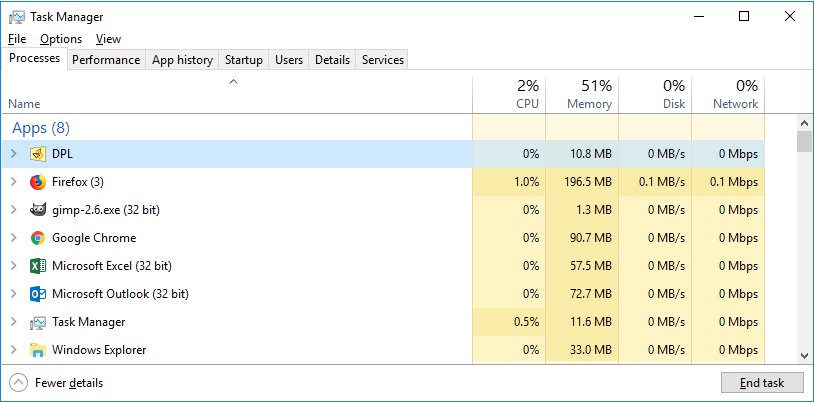 Task Manager Displaying 32-bit Applications