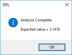 DPL Analysis Complete Dialog with Pi Computed