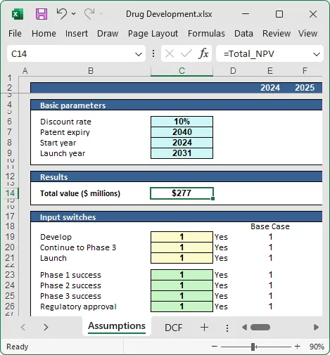 DPL 9 Professional - Linked Excel Cash Flow Spreadsheet